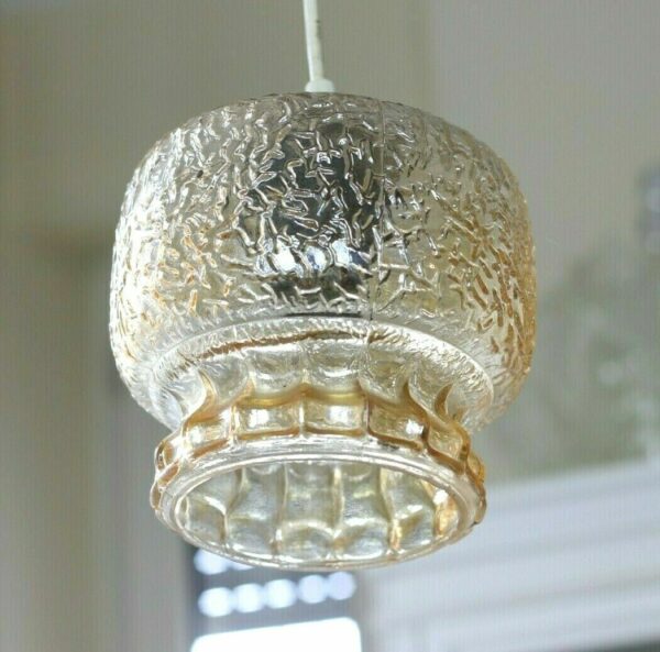 70er Jahre Vintage Glas Lampe Hängelampe Bubble Champagner Lampe Original