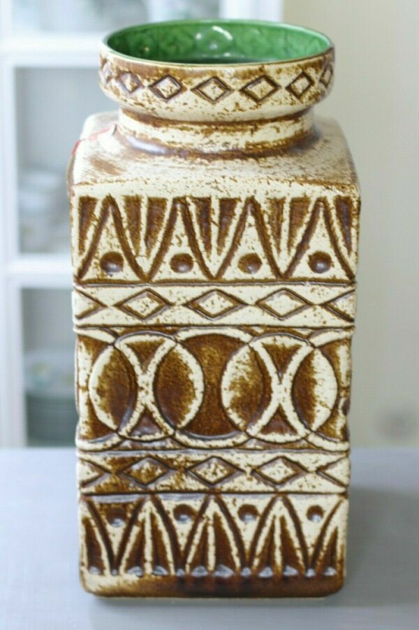 Bodenvase Vase 70´s 70er Bodo Mans Design Bay Relief Keramik pottery  92 45