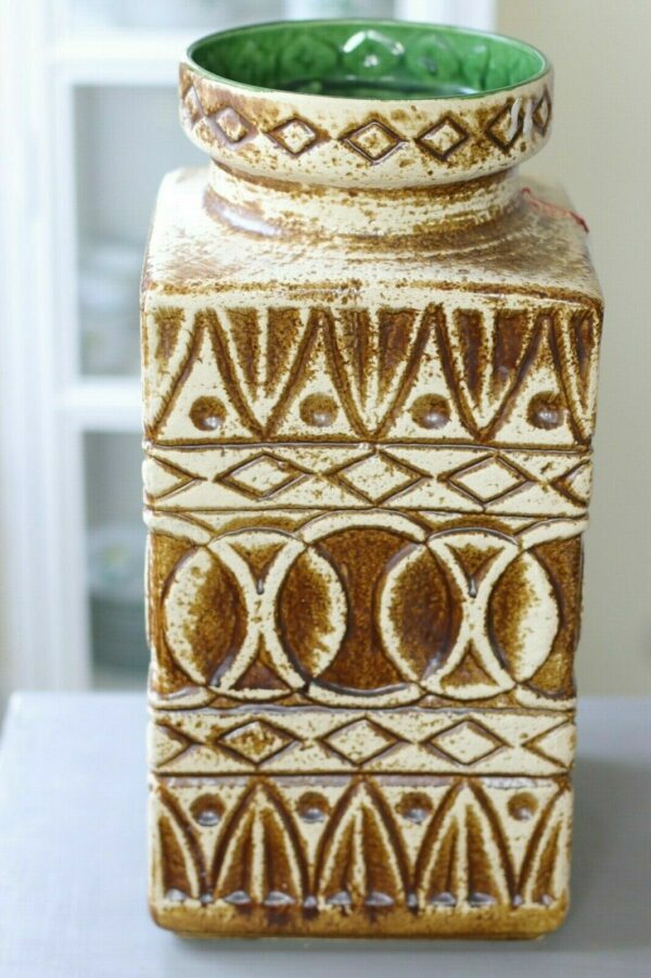 Bodenvase Vase 70´s 70er Bodo Mans Design Bay Relief Keramik pottery  92 45