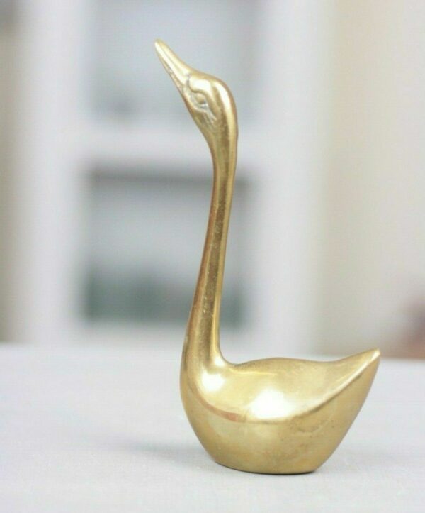 Figur Schwan Ganz Ente Vogel Skulptur Figur Dekofigur Messing Vintage Gold
