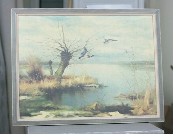 Flugenten Enten See Expressionismus Gemälde Landschaftsmalerei Original siginert