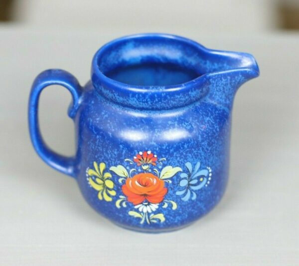Milchkännchen Keramik Kaffeeservice blau Blumen Landhaus Shabby Vintage