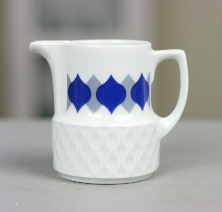 Milchkännchen Milch Kaffeeservice Porzellan Schirnding Bavaria 70er blau weiß