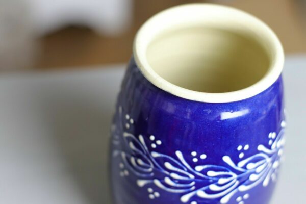 Vase Blumenvase Bürgel Keramik Alt Bürgeler blau-weiß blau