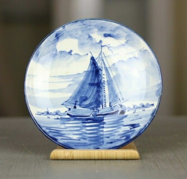 DELFT Deflter Blau Teller Sammelteller Handmalerei Holland Porzellan Segelboot
