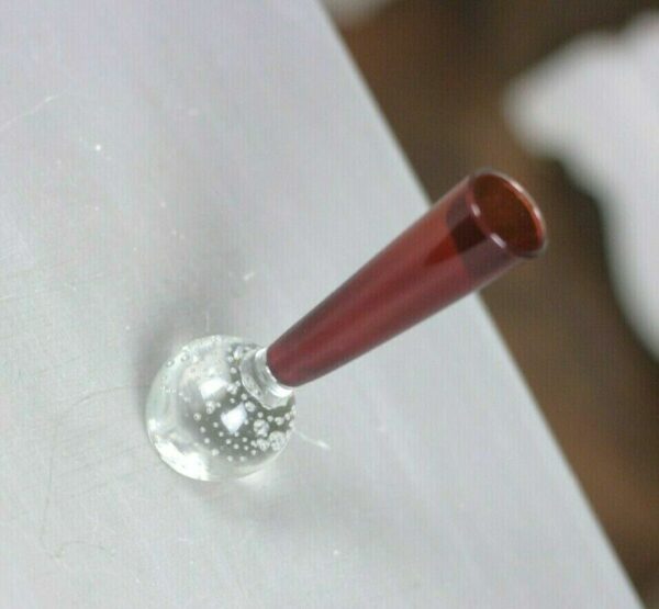 Glaskugel Briefbeschwerer Luftblasen Stiftehalter Paperweight bubbles rot