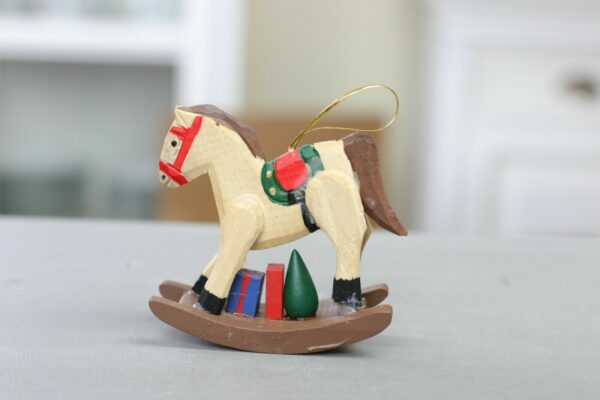 Holzpferd Holz Pferd handbemalt Schaukelpferd Baumschmuck Weihnachten Deko