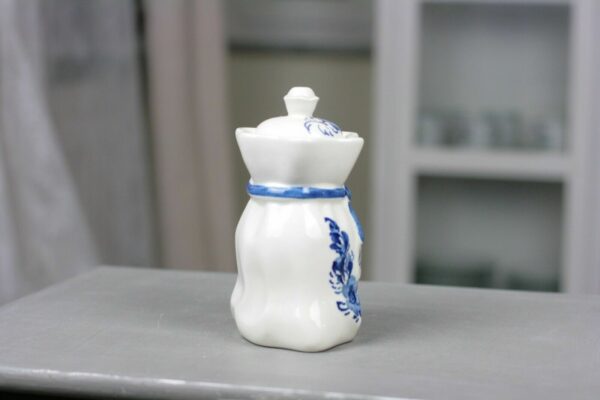 Keramik Deckeldose Gewürzdose Herbata Tee weiss blau Handbemalt Holland Polen