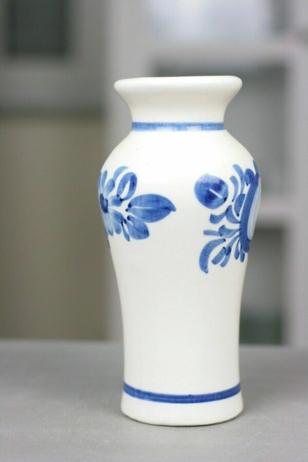Keramik Vase Blumen weiss blau Handpainted Handbemalt Holland Niederlande