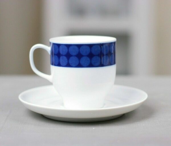 Melitta Tasse & Untertasse Porzellan Kaffeeservice blau weiß Punkte Dots