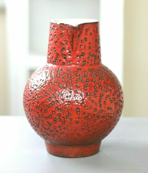 Scheurich Keramik 418-20 Krug Vase Fat Lava rot mid century pottery ceramic jug