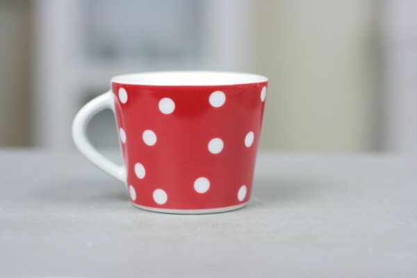 Tasse & Untertasse Kaffeetasse rot weiß Punkte Dots Porzellan Kaffeeservice