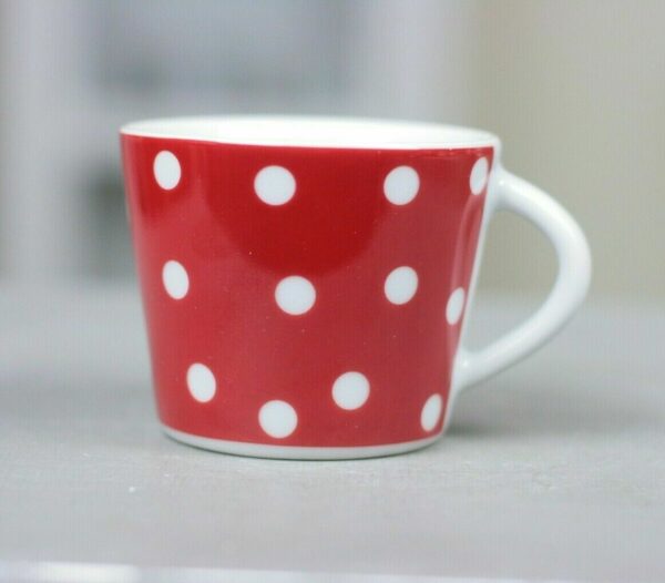 Tasse Kaffeetasse Teetasse rot weiß Punkte Dots Porzellan Kaffeeservice