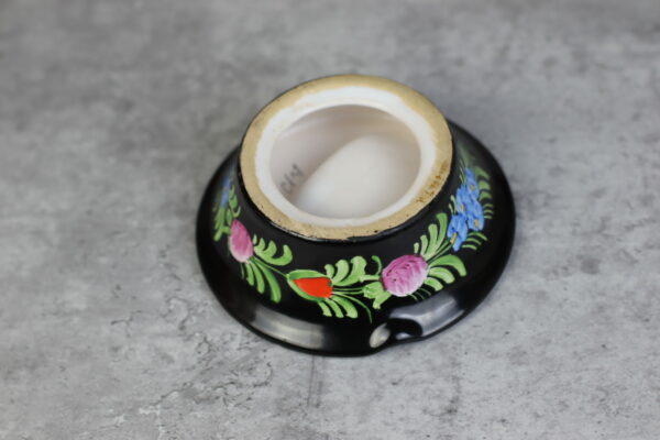 Chodovia Domazlice Aschenbecher Schwarz Mohn Vintage Keramik Handbemalt